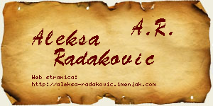 Aleksa Radaković vizit kartica